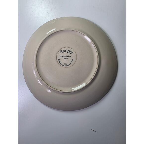 BISTRO CREAM by Sango Dark Gray Edge Glossy Cream 8" Salad Plate Set of 4 - Picture 5 of 7